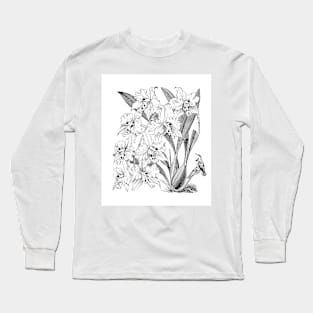 Little bird and lilies Long Sleeve T-Shirt